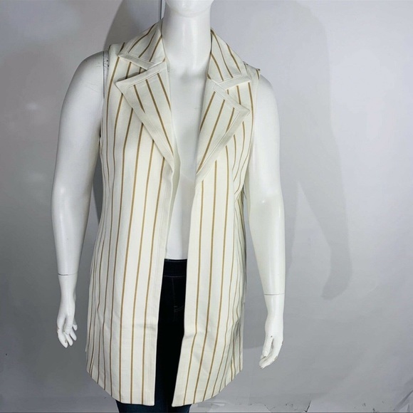 Chico's NWT Elongated Ponte Stripe Open Vest Chicos Size 2P = 12 Petite - Picture 5 of 14